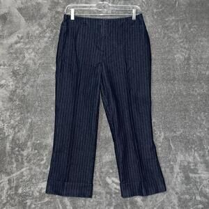 Mossimo Black Pin Striped Cropped Wide Leg Dress Pants Career Casual stretch Y2K